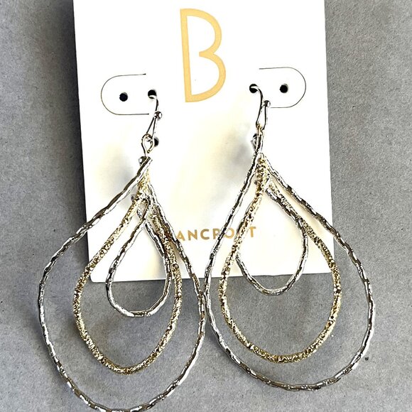 Bancroft Gold and Silver Stainless Drop Earrings NIP - Picture 2 of 4